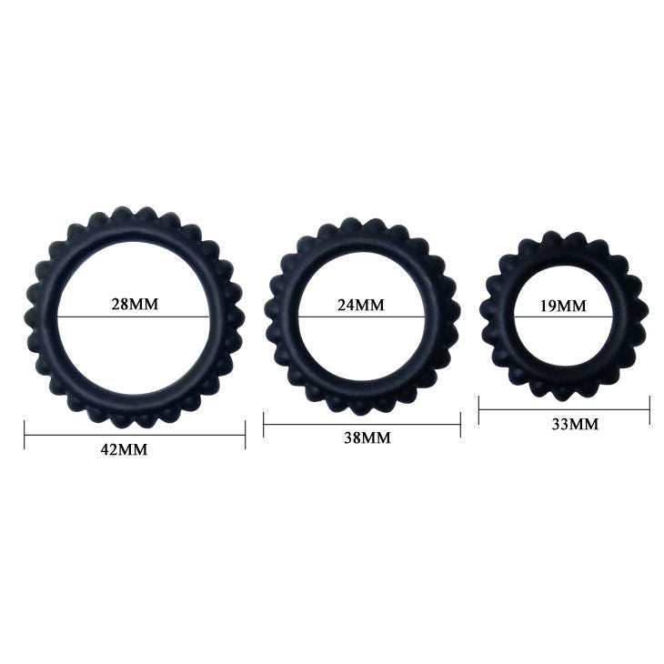 BAILE - TITAN SET 3 STUKS COCKRING ZWART 2.8 + 2.4 + 1.9 CM 