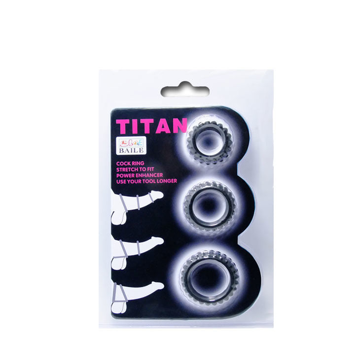 BAILE - TITAN SET 3 STUKS COCKRING ZWART 2.8 + 2.4 + 1.9 CM 