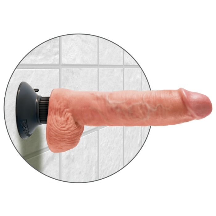 KING COCK - VIBRERENDE DILDO MET TESTIKELEN 25,5 CM NATUURLIJKE KLEUR