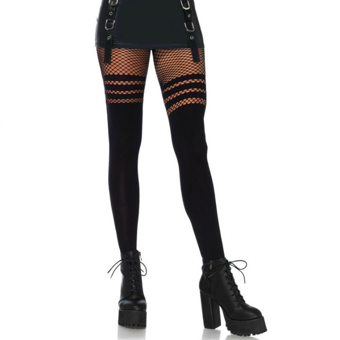 LEG AVENUE - ZWARTE VISNET PANTYHOUSE