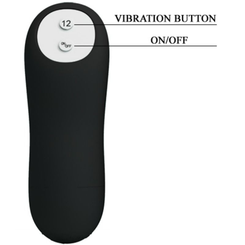 PRETTY LOVE - SILICONEN ANAAL PLUG PENISVORM MET 12 VIBRATIESTANDEN ZWART