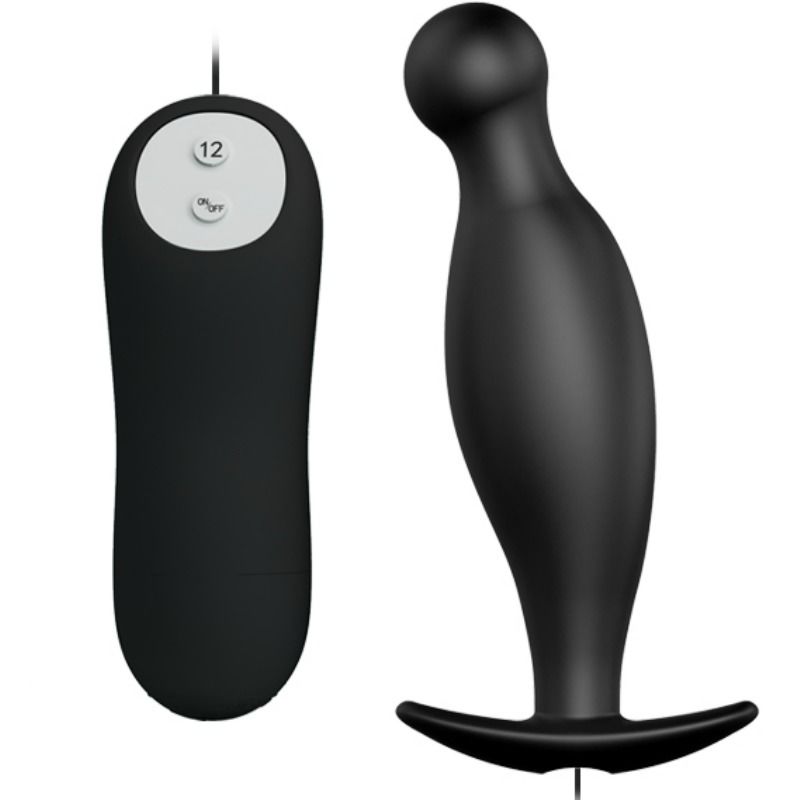 PRETTY LOVE - SILICONEN ANAAL PLUG 12 VIBRATIESTANDEN ZWART