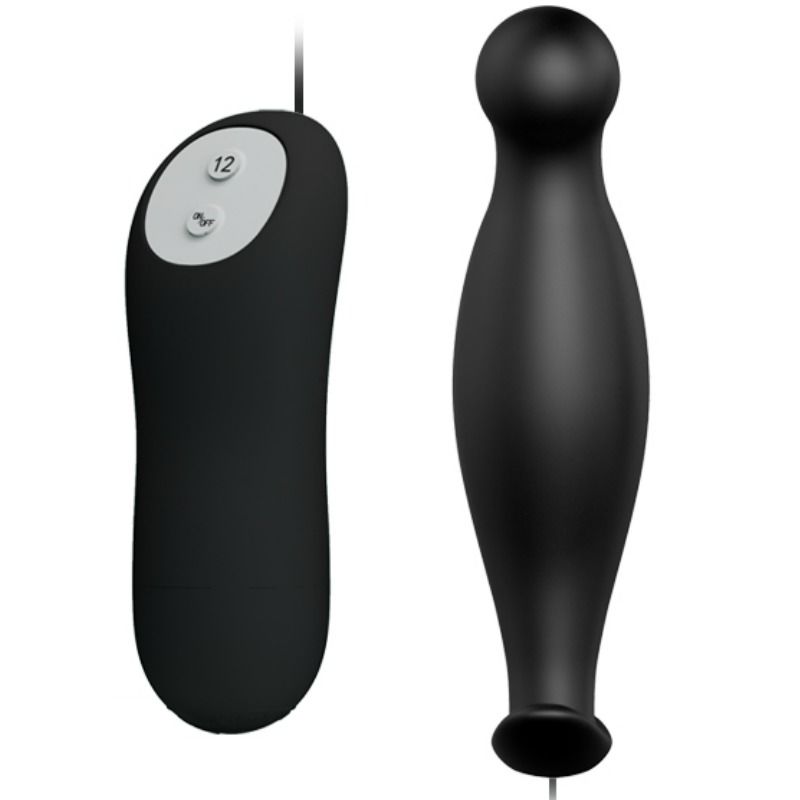 PRETTY LOVE - SILICONEN ANAAL PLUG 12 VIBRATIESTANDEN ZWART