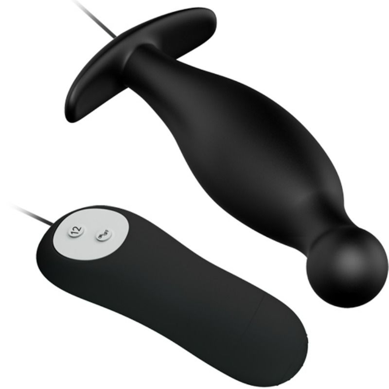 PRETTY LOVE - SILICONEN ANAAL PLUG 12 VIBRATIESTANDEN ZWART