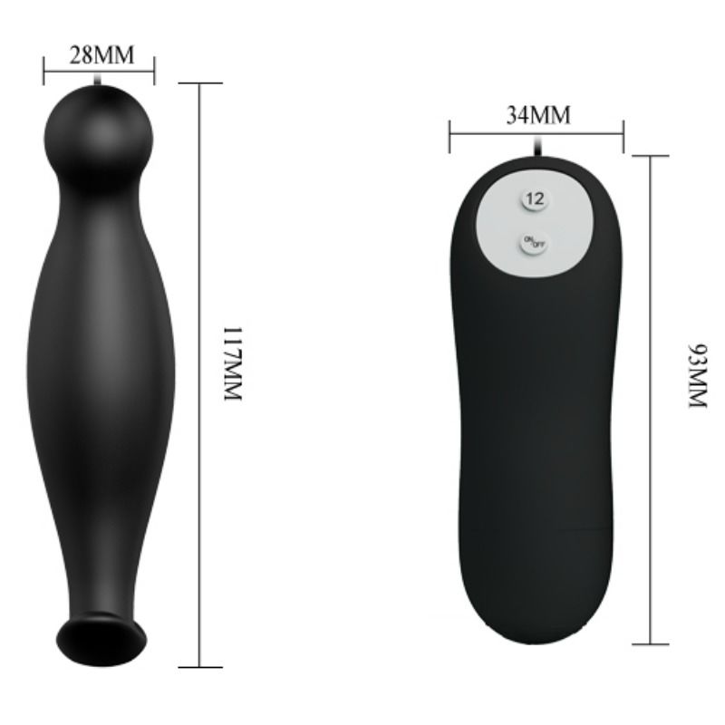 PRETTY LOVE - SILICONEN ANAAL PLUG 12 VIBRATIESTANDEN ZWART