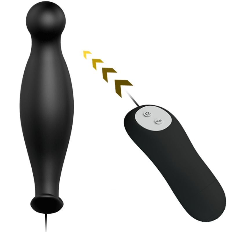 PRETTY LOVE - SILICONEN ANAAL PLUG 12 VIBRATIESTANDEN ZWART