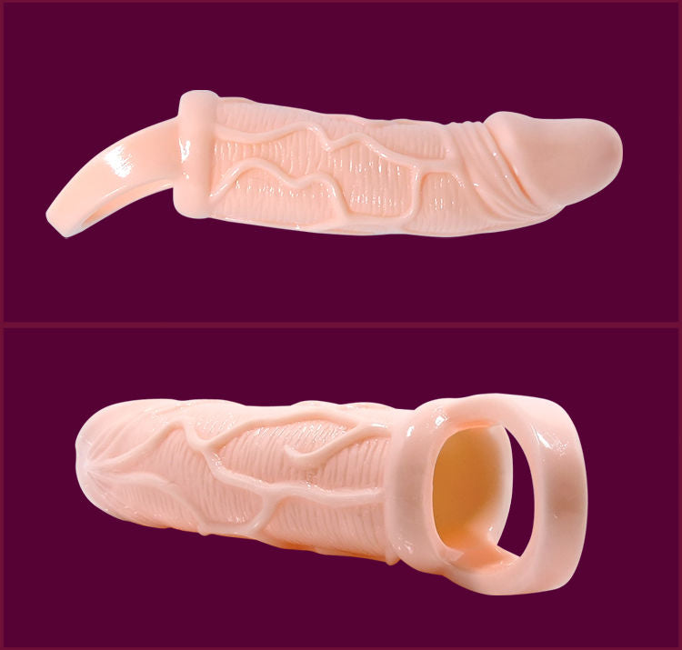 DANCE - VIBRERENDE PENISVERLENGER SLEEVE MET TESTIKELBAND 13,5 CM