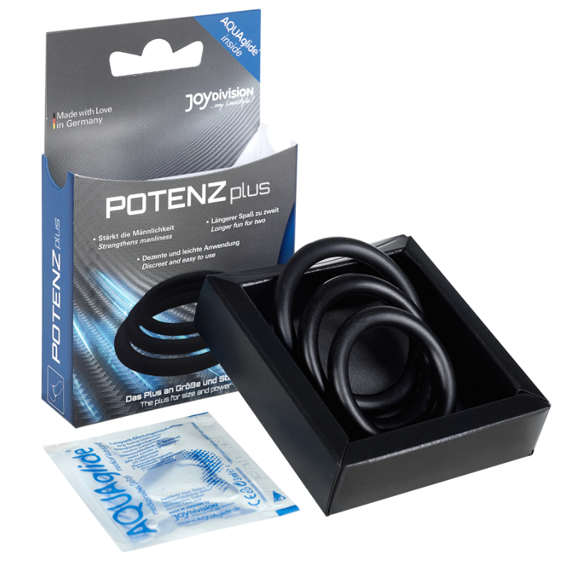 JOYDIVISION POTENZDUO - PLUS PACK 3 ZWARTE PENIS RINGEN - S, M, L