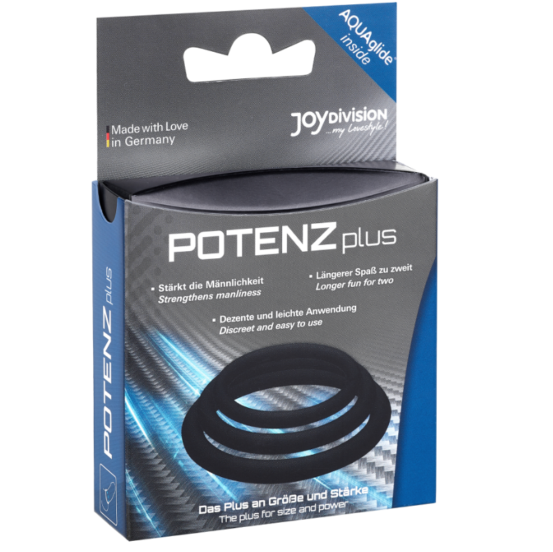 JOYDIVISION POTENZDUO - PLUS PACK 3 ZWARTE PENIS RINGEN - S, M, L