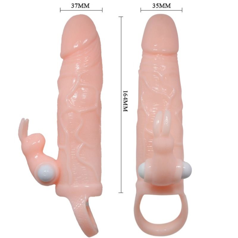 DANCE - BRAVE MAN PENIS SLEEVE MET KONIJN VIBRATOR 16,5 CM NATUURLIJK