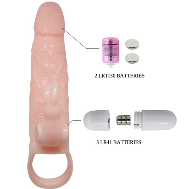 DANCE - BRAVE MAN PENIS SLEEVE MET KONIJN VIBRATOR 16,5 CM NATUURLIJK