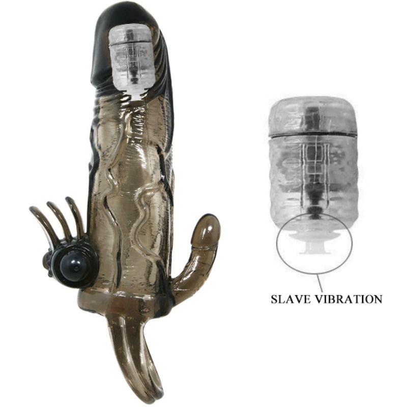 DANCE - BRAVE MAN ANAL EN CLITORIS VIBRERENDE PENIS SLEEVE 16.5 CM ZWART