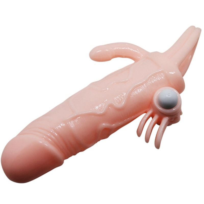 DANCE - BRAVE MAN ANAAL EN CLITORIS VIBRERENDE PENIS SLEEVE 16,5 CM NATUURLIJK