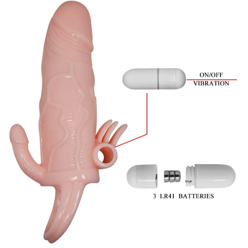 DANCE - BRAVE MAN ANAAL EN CLITORIS VIBRERENDE PENIS SLEEVE 16,5 CM NATUURLIJK
