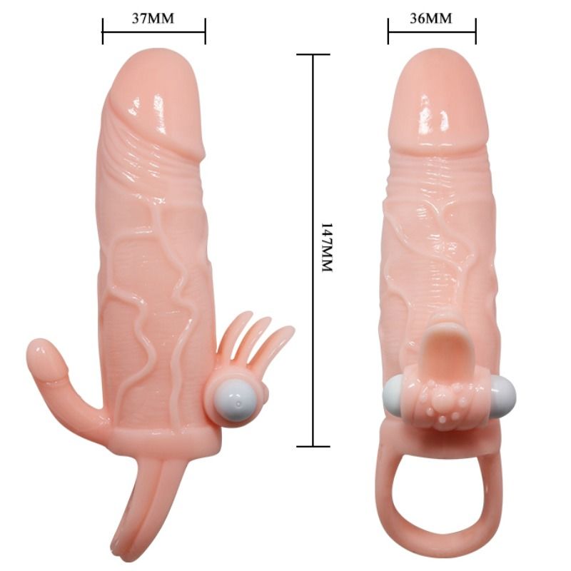 DANCE - BRAVE MAN ANAAL EN CLITORIS VIBRERENDE PENIS SLEEVE 16,5 CM NATUURLIJK