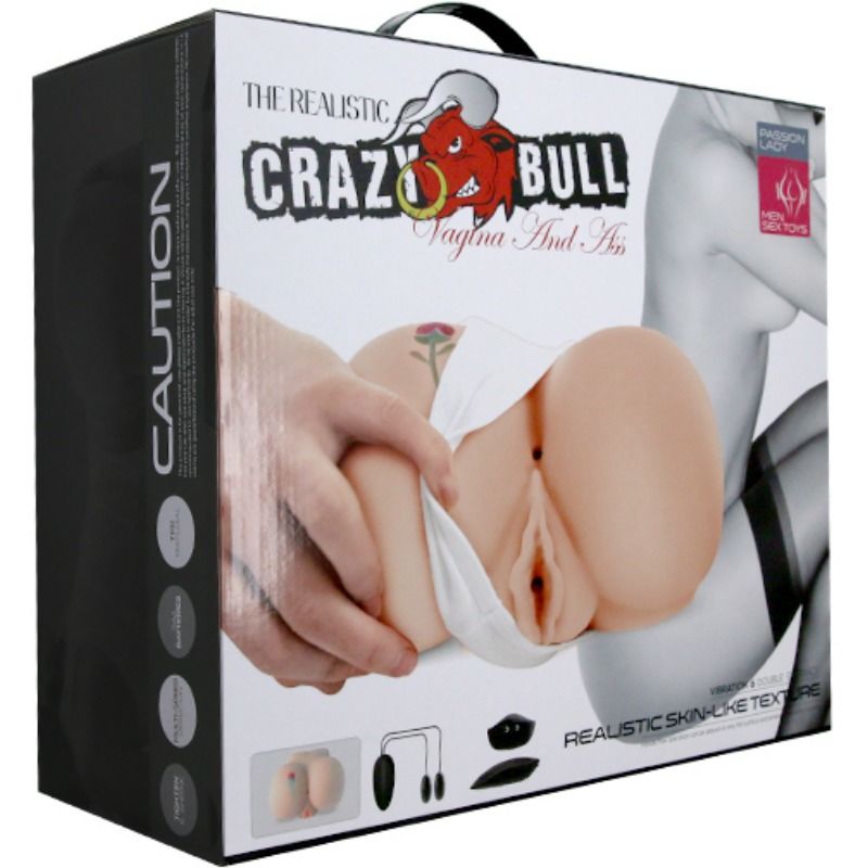 CRAZY BULL - REALISTISCHE GETATOEËERDE VAGINA EN ANUS MET VIBRATIE