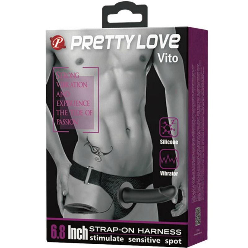PRETTY LOVE - VITO STRAP-ON MET HOLLE DILDO EN VIBRATIE 17,3 CM