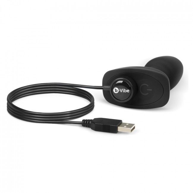 B-VIBE - RIMMING ANAAL PLUG MET AFSTANDSBEDIENING EN KLEIN ZWART