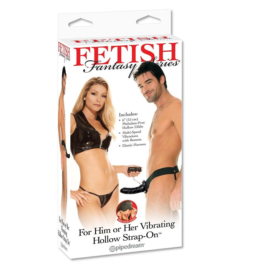 FETISH FANTASY SERIE - HOL TRILLEND HARNAS VOOR HEM EN HAAR ZWART 14CM