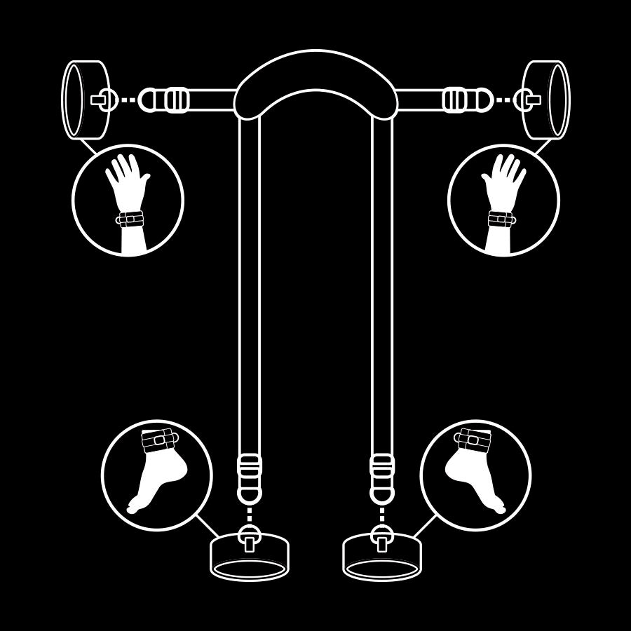 FETISH SUBMISSIVE – masterpositie met 4 boeien en neopreen uitvoering