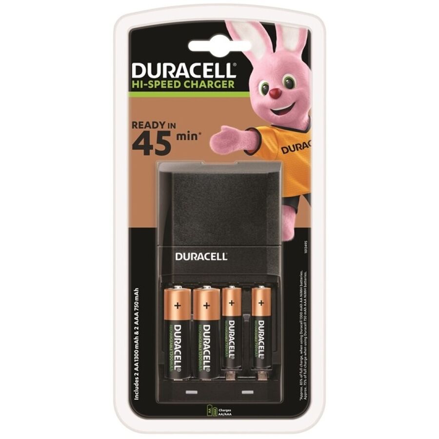 DURACELL - 45MIN SNELLADER + 2xAA 1700mAh + 2xAAA 750mAh