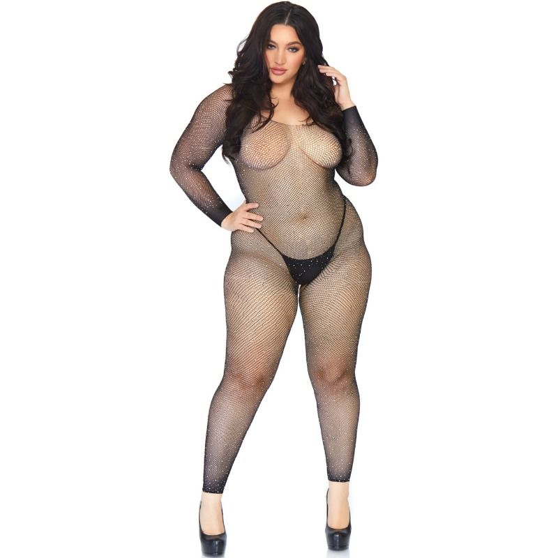 LEG AVENUE - BODYSTOCKING IN NETWERK MET BRIGHT 1X-2X