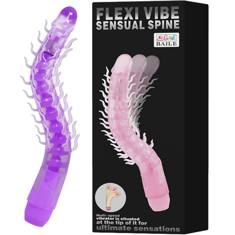 BAILE - FLEXI VIBE SENSUAL SPINE BUIGBARE VIBRERENDE DILDO LILAC 23,5 CM