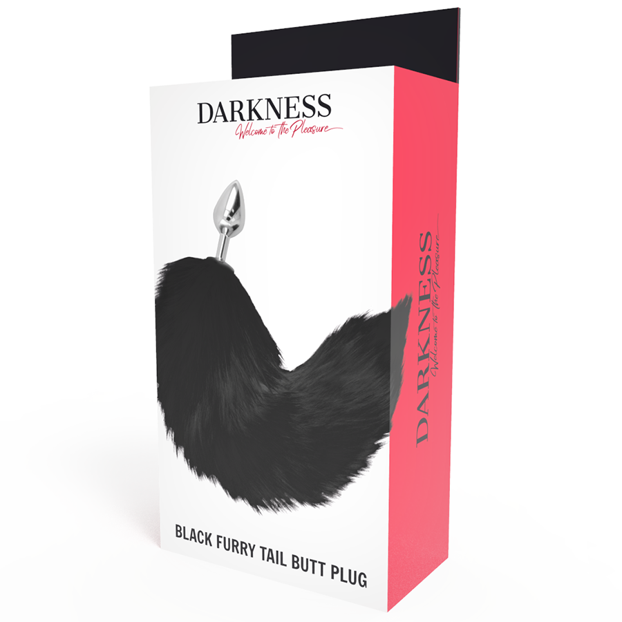 DARKNESS - ZILVEREN ANAAL PLUG 8 CM MET ZWARTE STAART