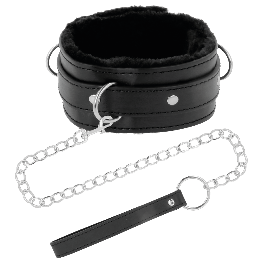 DUISTERNIS - COMFORTABELE HALSBAND MET LEDEREN KETTING