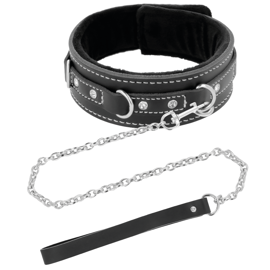 DARKNESS - HOOGWAARDIGE LEDEREN HALSBAND MET BAND