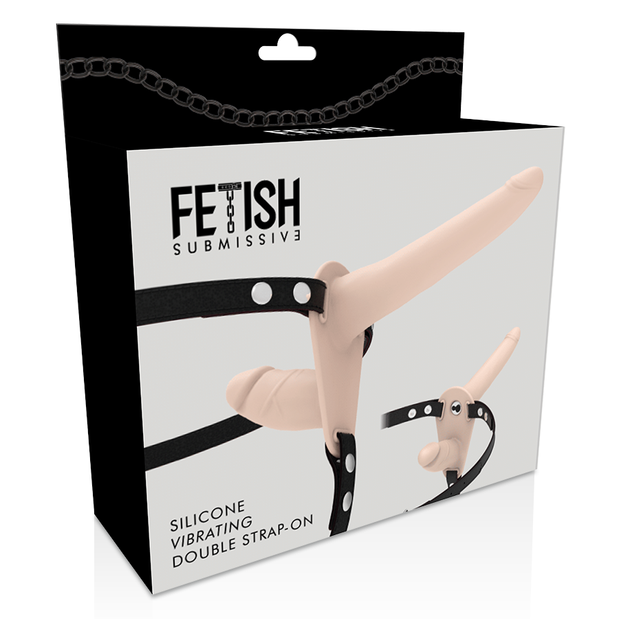 FETISH ONDERDANIGE HARNAS - DUBBELE PENETRATIE VIBRATOR VLEES UP