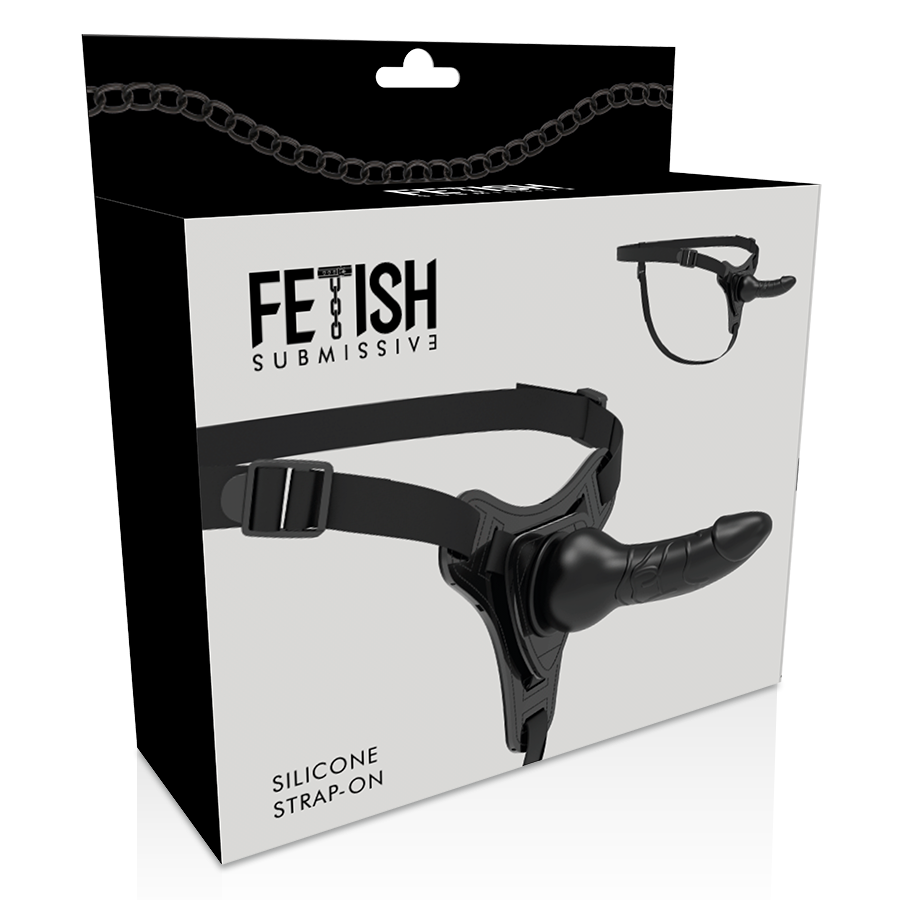 FETISH ONDERDANIGE HARNAS - ZWART SILICONEN REALISTISCH 16 CM