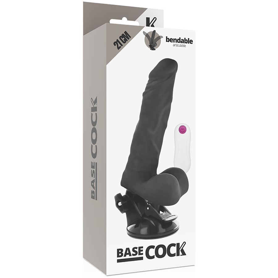 BASECOCK - SCHARNIERBARE REALISTISCHE VIBRATOR NATUURLIJKE AFSTANDSBEDIENING 21 CM -OF- 5 CM