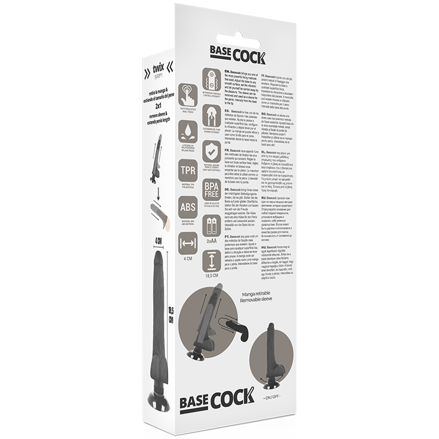 BASECOCK - REALISTISCHE VIBRATOR 2-1 NATUURLIJK 18,5 CM -O- 4 CM