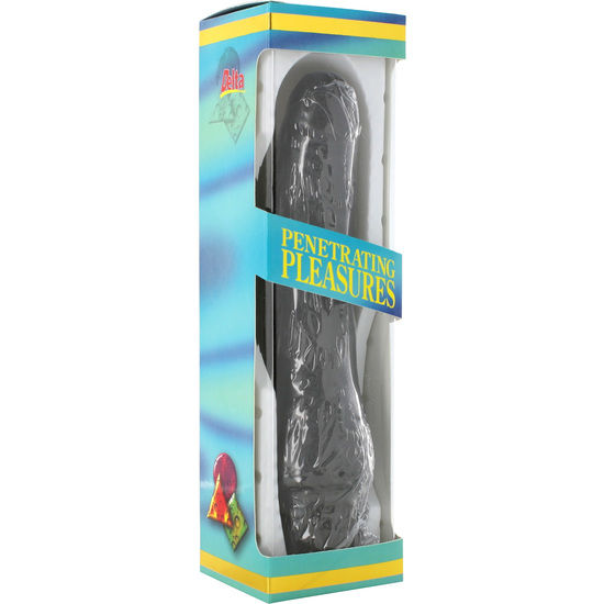 SEVEN CREATIONS - VINYL P-VORM VIBRATOR ZWARTE PENIS 20 CM