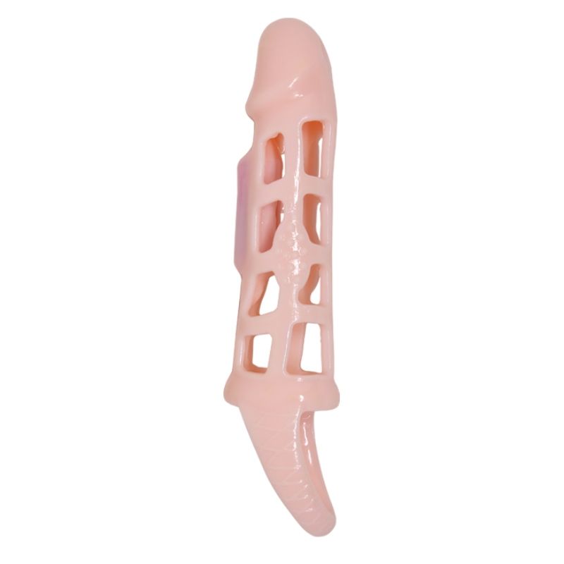 DANCE - VIBRERENDE PENISVERLENGER SLEEVE MET NATUURLIJKE BAND 13,5 CM