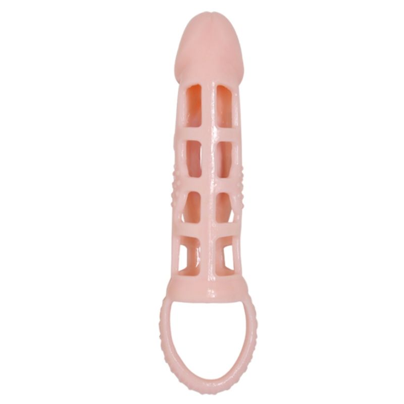 DANCE - VIBRERENDE PENISVERLENGER SLEEVE MET NATUURLIJKE BAND 13,5 CM