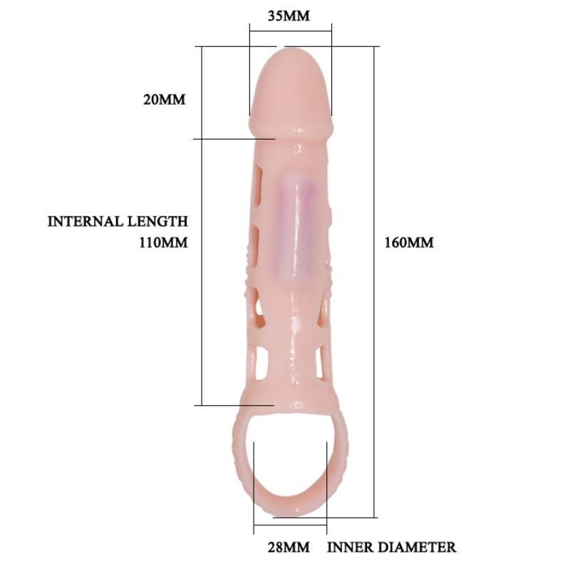DANCE - VIBRERENDE PENISVERLENGER SLEEVE MET NATUURLIJKE BAND 13,5 CM
