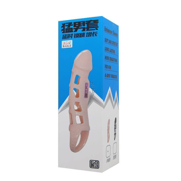 DANCE - VIBRERENDE PENISVERLENGER SLEEVE MET NATUURLIJKE BAND 13,5 CM