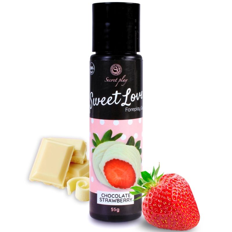SECRETPLAY - SWEET LOVE AARDBEI EN WITTE CHOCOLADE GEL 60 ML