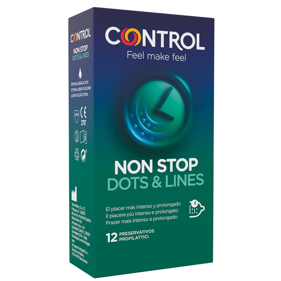CONTROLE - NONSTOP PUNTEN EN STRIAE CONDOOMS 12 STUKS