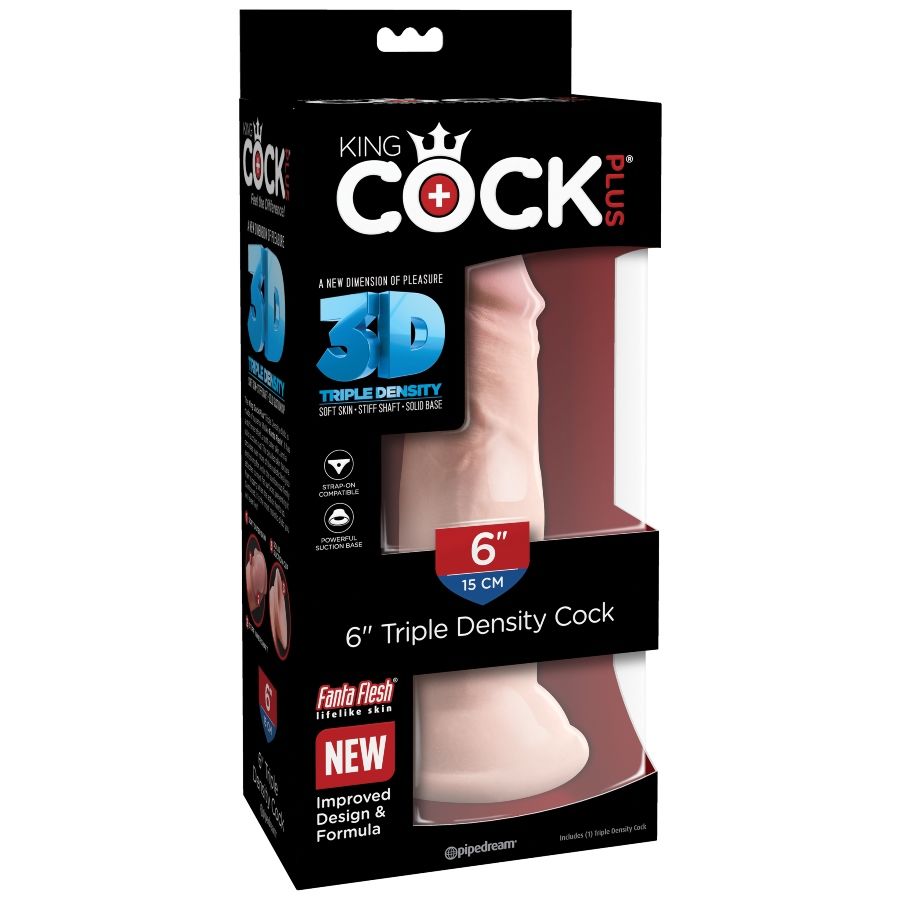 KING COCK - DRIEVOUDIGE DICHTHEID DILDO 15 CM