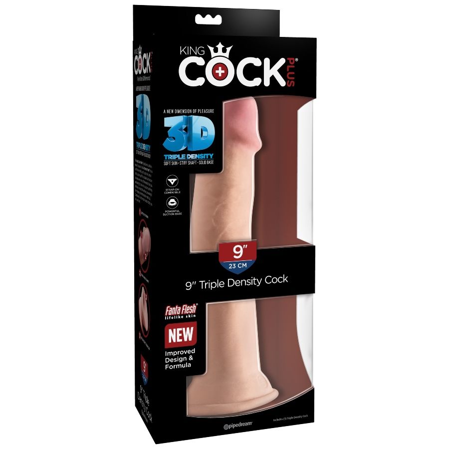 KING COCK - DRIEVOUDIGE DICHTHEID DILDO 23 CM