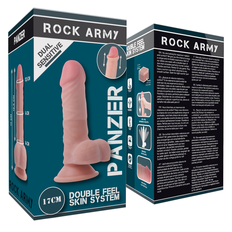ROCKARMY - DUAL DENSITY PANZER REALISTISCHE DILDO 17 CM -O- 4.46 CM