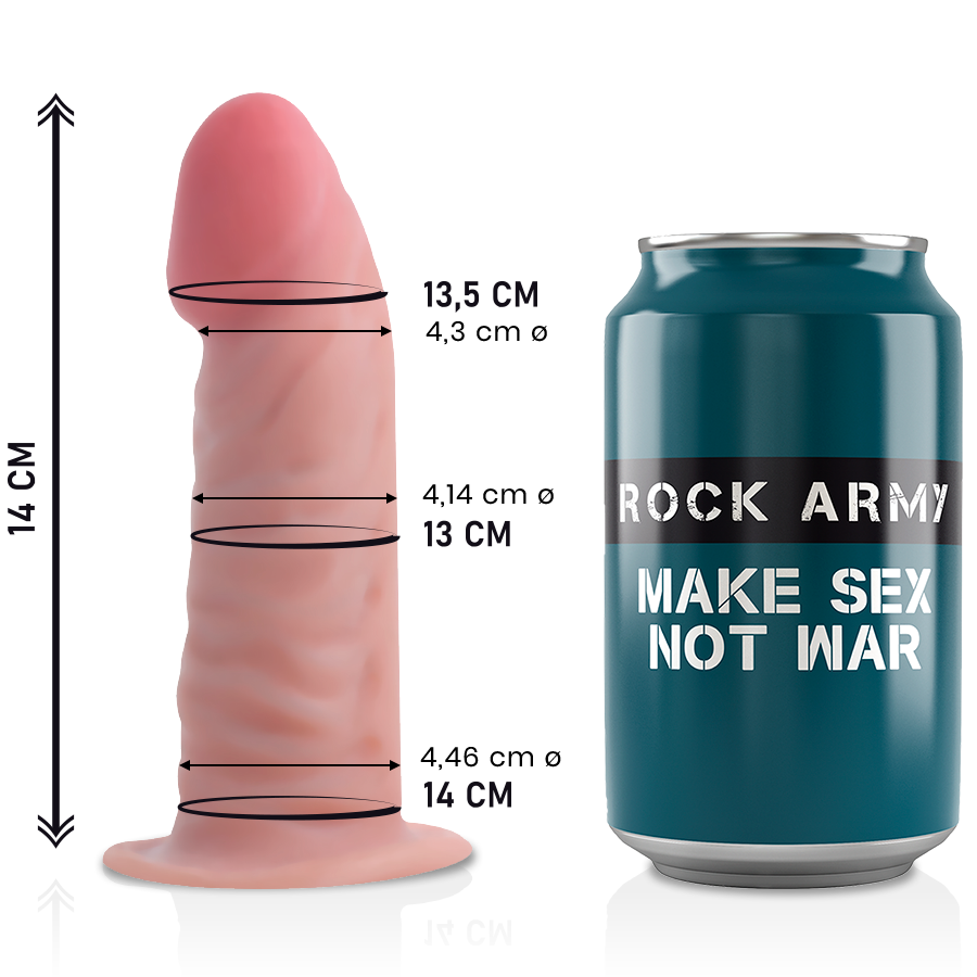 ROCKARMY -TIGER REALISTISCHE DILDO DUBBELE DICHTHEID 14 CM -O- 4.46 CM
