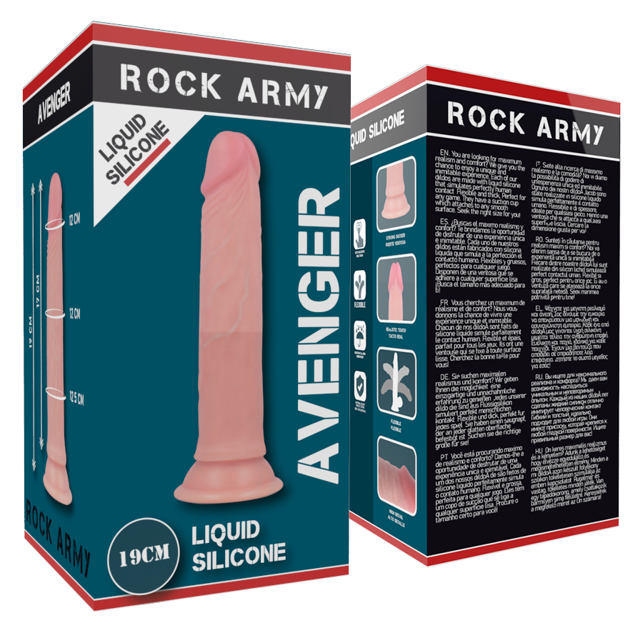 ROCKARMY - AVENGER REALISTISCHE VLOEIBARE SILICONEN DILDO 19 CM -O- 3.98 CM