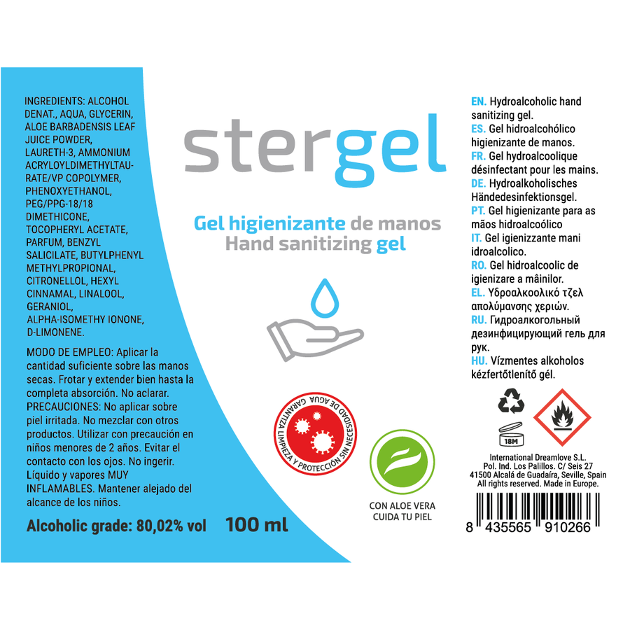 STERGEL - HYDROALCOHOLISCHE HANDDESINFECTIEGEL ALOE VERA 100ML 