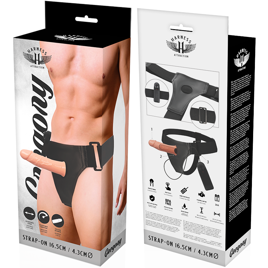 HARNAS ATTRACTIE - GREGORY HOLLOW HARNAS MET VIBRATOR 16,5 CM -O- 4,3 CM