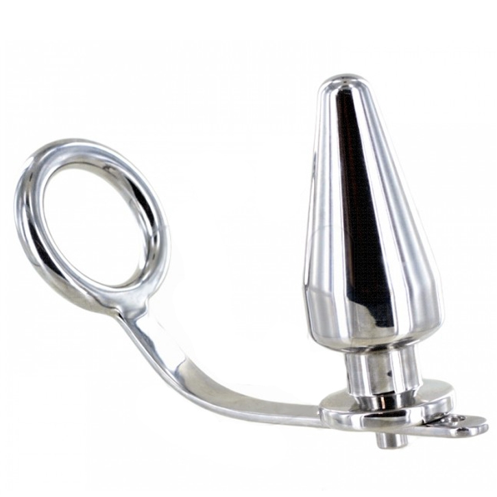METAAL HARD - STALEN RING MET ANALE PLUG 45 X 50MM