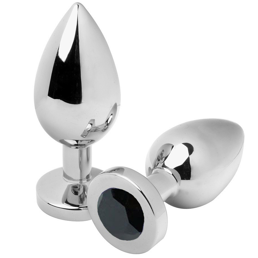 METAL HARD - ANAAL PLUG DIAMANT ZWART MEDIUM 7.62CM